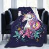 Cartoon Unicorn Fleece Throw Blanket, Soft Warm Blanket for Winter Bedding, Couch and Plush Housewarming Decor, Gift Idea, 203.2 x 152.4 cm view 1