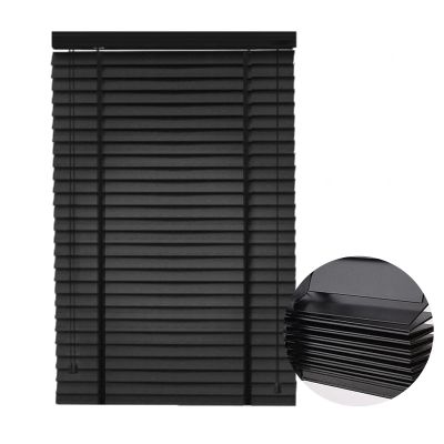 DZHTUF Black Real Wood Venetian Blind, 50 mm Slats, WH-60 x 180 cm