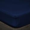 Fitted Sheet Only, 40 cm Deep Pocket, 100% Egyptian Cotton, Hotel-Luxury Bedding, 400 Thread Count, Extra-Soft and Cool, Navy Blue Striped, Double Bed view 1