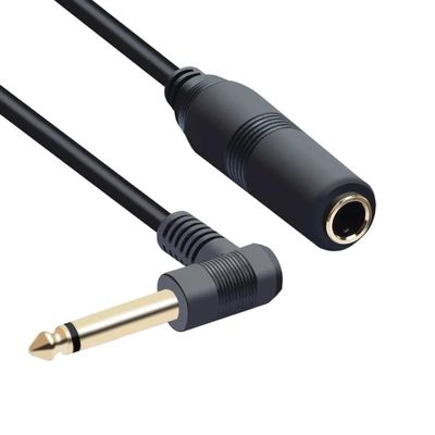 YSJJZRL 6.5 mm 2-Pole Male-to-Female Audio Cable, 90-Degree Right-Angle Stereo Plug, Headset Audio Extension Cable (1 m)
