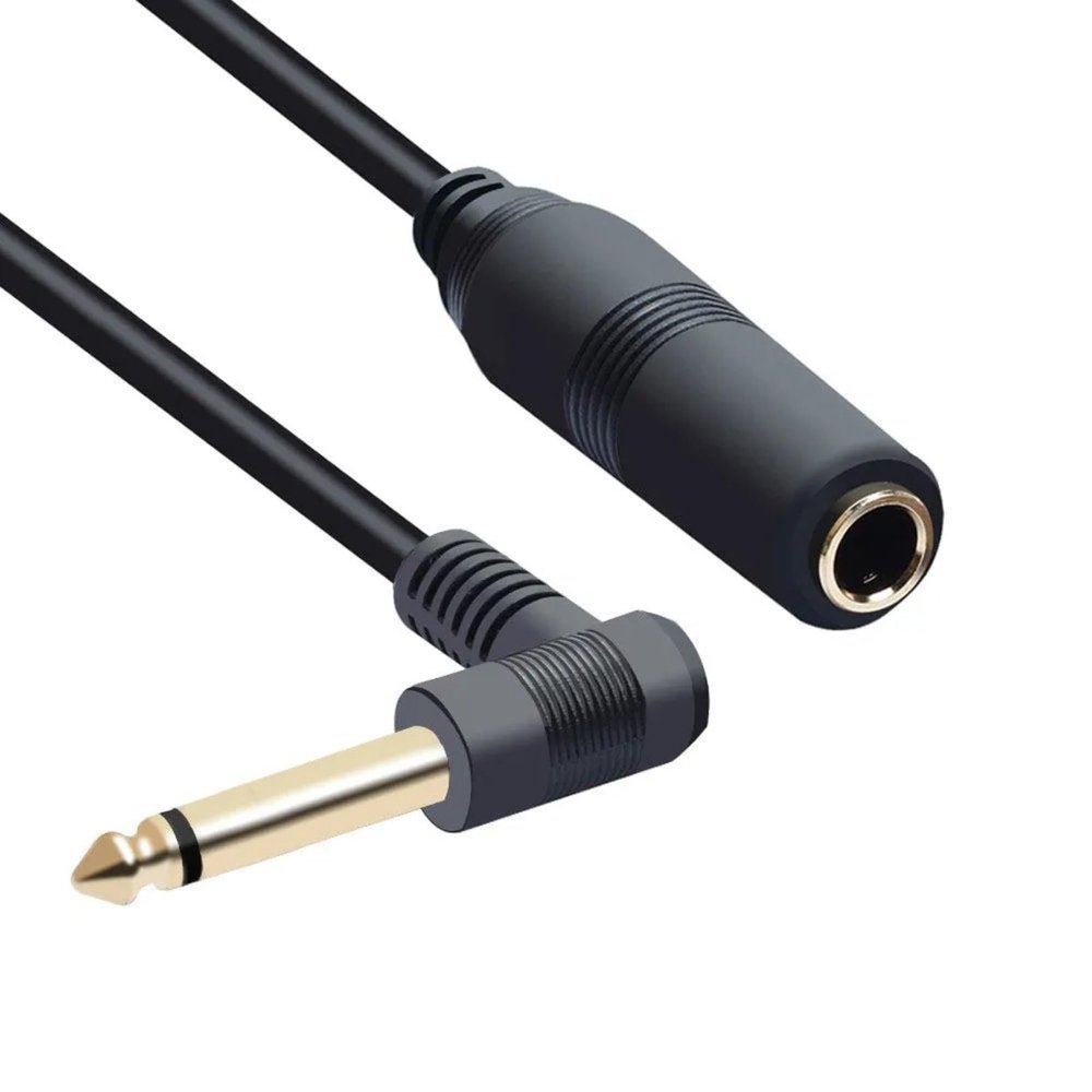 YSJJZRL 6.5 mm 2-Pole Male-to-Female Audio Cable, 90-Degree Right-Angle Stereo Plug, Headset Audio Extension Cable (1 m)