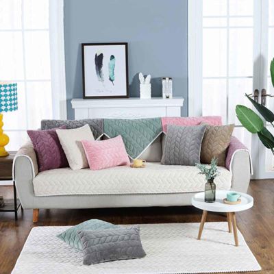 YSZBD Velvet Sofa Cover for L-Shaped and U-Shaped Sectional Sofas, White, 2-Piece 30 x 50 cm Pillowcase