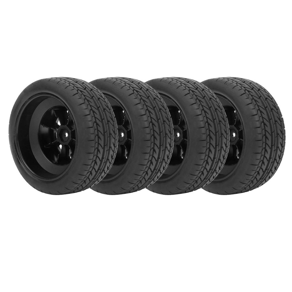 Topiky 4-Piece RC Rubber Tire Set with 12 mm Hex Hubs for HSP 1/10 Short Course Truck