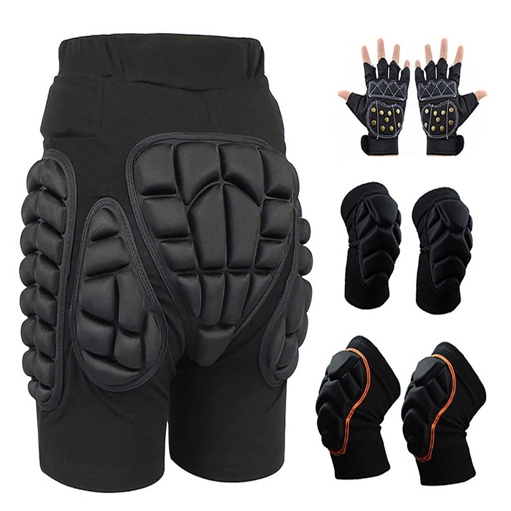GAOSHI 3D Hip Protection Padded Shorts with EVA Impact Pads for Skiing, Skating, Snowboarding, and Skateboarding (C1, 3XL)
