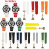 FFHAO 22 mm Curved-End Rubber Watch Band for Rolex Submariner, Daytona, GMT, Yacht-Master, Black Silicone Sport Strap, Agate view 2