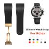 FFHAO 22 mm Curved-End Rubber Watch Band for Rolex Submariner, Daytona, GMT, Yacht-Master, Black Silicone Sport Strap, Agate view 3