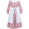 CR ROLECOS Women's Pioneer Prairie Dress, Colonial Bonnet and Apron Set, Pink Floral, XXL view 3