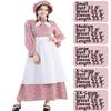 CR ROLECOS Women's Pioneer Prairie Dress, Colonial Bonnet and Apron Set, Pink Floral, XXL view 4