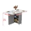 Folding Dining Table with 6 Wheels, Drop-Leaf Table with Storage Shelves, Color C, 120 cm view 2