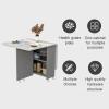 Folding Dining Table with 6 Wheels, Drop-Leaf Table with Storage Shelves, Color C, 120 cm view 3