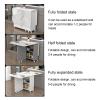 Folding Dining Table with 6 Wheels, Drop-Leaf Table with Storage Shelves, Color C, 120 cm view 4