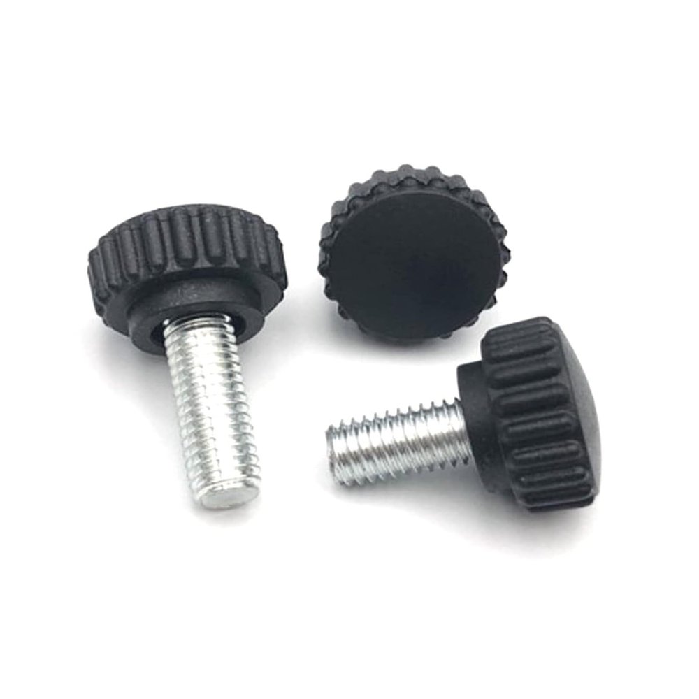 Knurled Screws with Grip, 5-Pack, M3–M8, 30 mm, Nylon Round Plastic Head, Black Bakelite