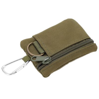 JTLB Outdoor EDC MOLLE Pouch Wallet, Mini Portable Key and Card Case with Carabiner (Green)