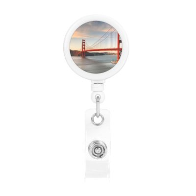 Retractable ID Badge Holder with Golden Gate Bridge Print, Cute Nursing Badge Reel, Tactical ID Badge Reel with 57.9 cm Retractable Cord for Key and Name Cards