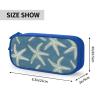 Starfish Coastal Pencil Case with Zipper, Large Capacity, Blue view 3