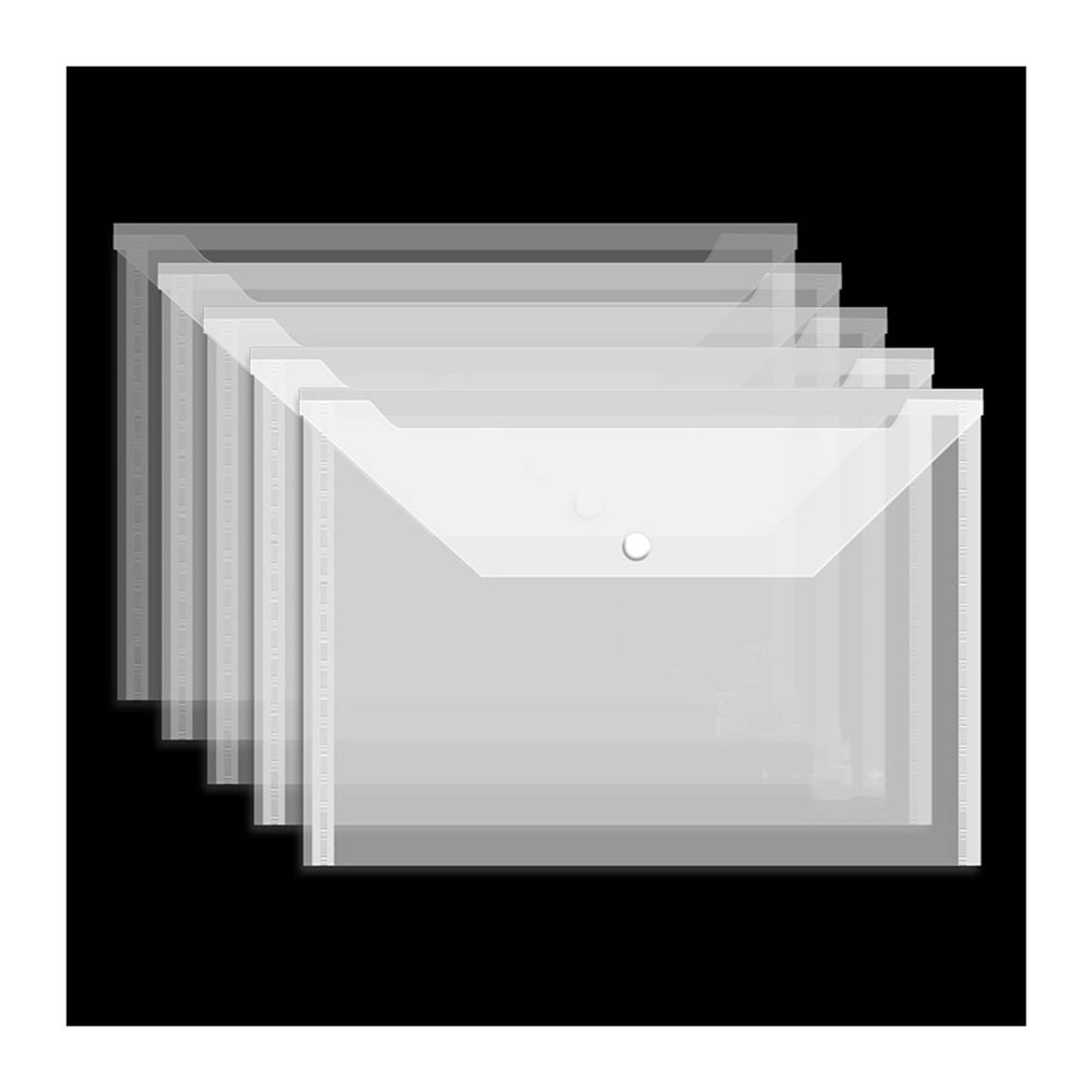 Transparent Waterproof A4 Plastic Document Folder with Snap Closure