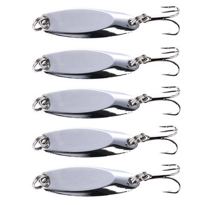 5-Piece Metal Spoon Fishing Lures with Box, 5 g Silver