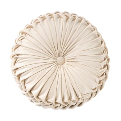 Imtrub Round Throw Pillow, 35 cm Velvet Pleated Pumpkin Cushion