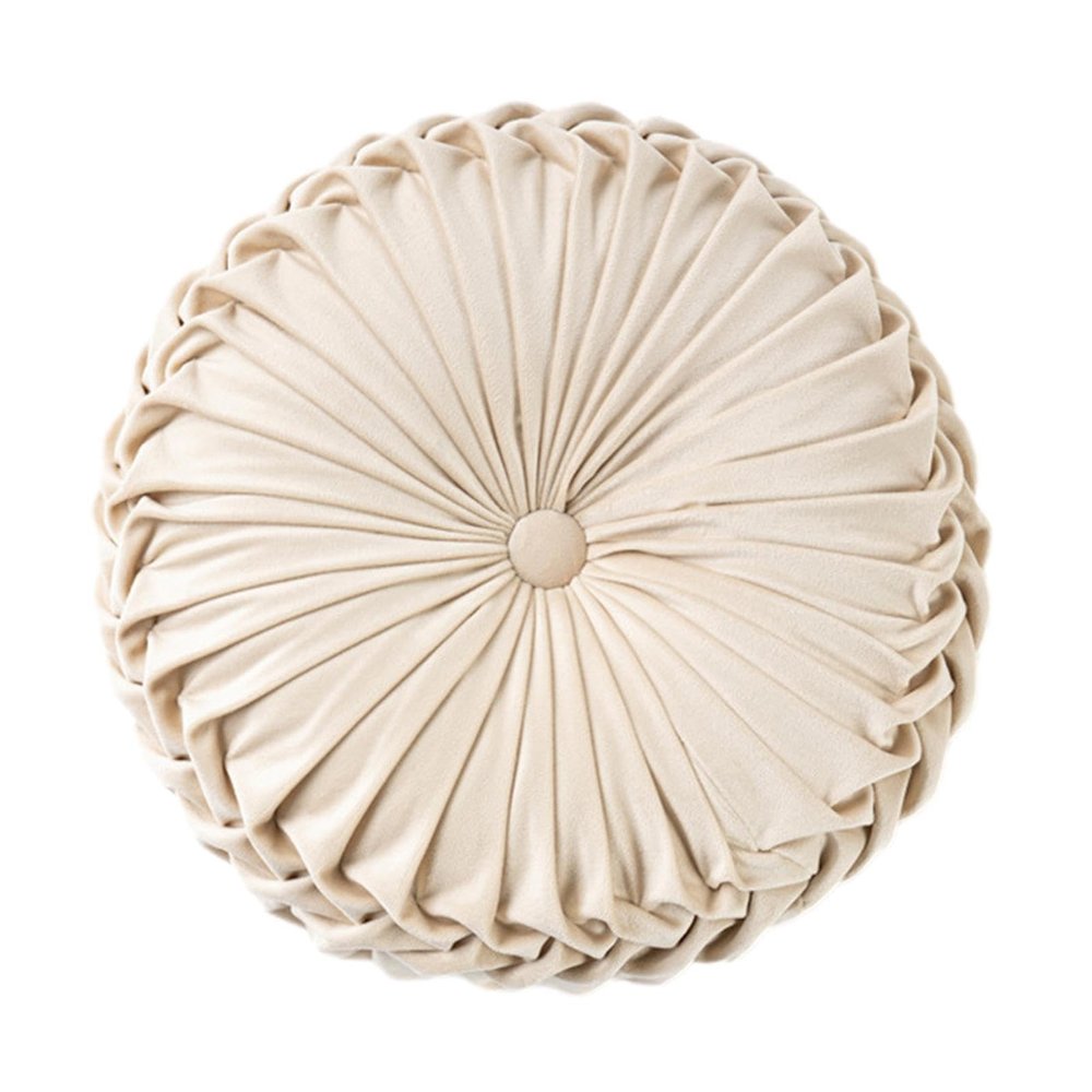 Imtrub Round Throw Pillow, 35 cm Velvet Pleated Pumpkin Cushion