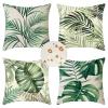 Outdoor Waterproof Pillow Covers, 35 x 35 cm, Set of 4, Green Leaf Pattern view 1