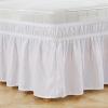 Solid Elastic Ruffle Bed Skirt, Soft Bed Protector, White, US King view 1