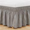 Solid Elastic Ruffle Bed Skirt, Soft Bed Protector, White, US King view 2
