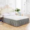 Solid Elastic Ruffle Bed Skirt, Soft Bed Protector, White, US King view 3