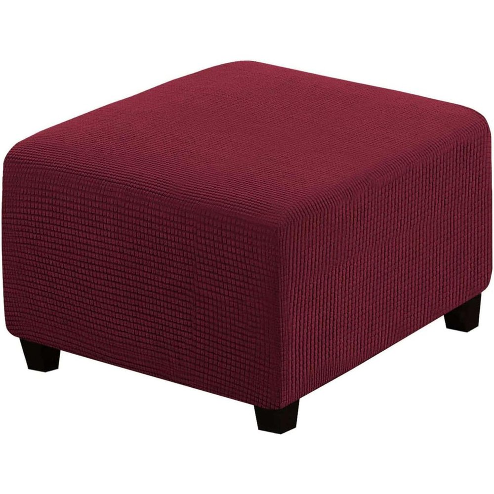 Leomix Stretch Ottoman Bench Slipcover, Square Ottoman Cover with Non-Slip Elastic Bottom, for Living Rooms, 68–76 cm