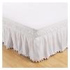 Solid Bed Skirt with Tassels, Elastic, No Top Surface, Hotel Style (Pink, King, 198 x 203 x 40 cm) view 2