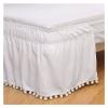 Solid Bed Skirt with Tassels, Elastic, No Top Surface, Hotel Style (Pink, King, 198 x 203 x 40 cm) view 3