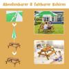 COSTWAY 3-in-1 Kids' Picnic Table with Umbrella and Benches, Wooden Outdoor Table Set with Removable Tabletop & 2 Play Boxes, White & Green view 4