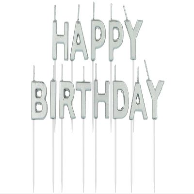 Folat 24207 Silver “Happy Birthday” Candle Set, 2 cm