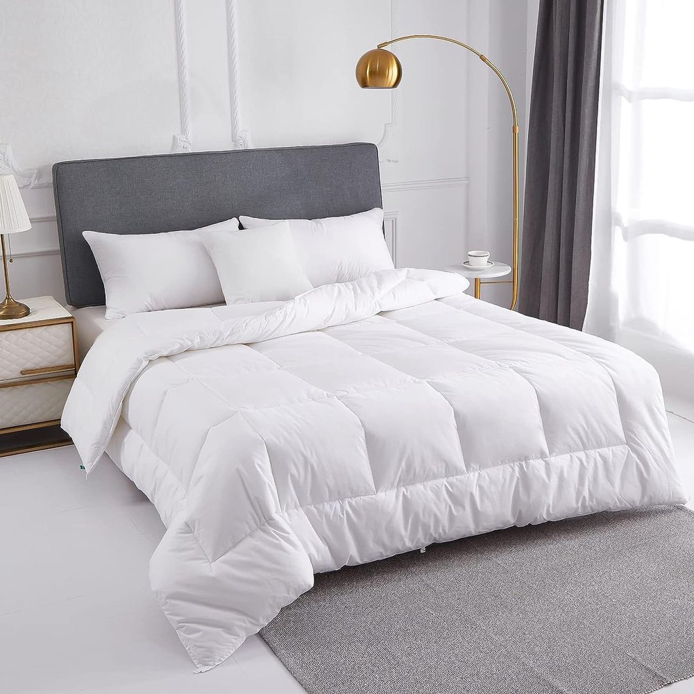 X&Z-XAOY Super-Soft Pima Cotton Deluxe Goose Feather Comforter, Fluffy Fall/Winter Warmth, 800+ Fill Power, Goose Down Duvet Insert (King)