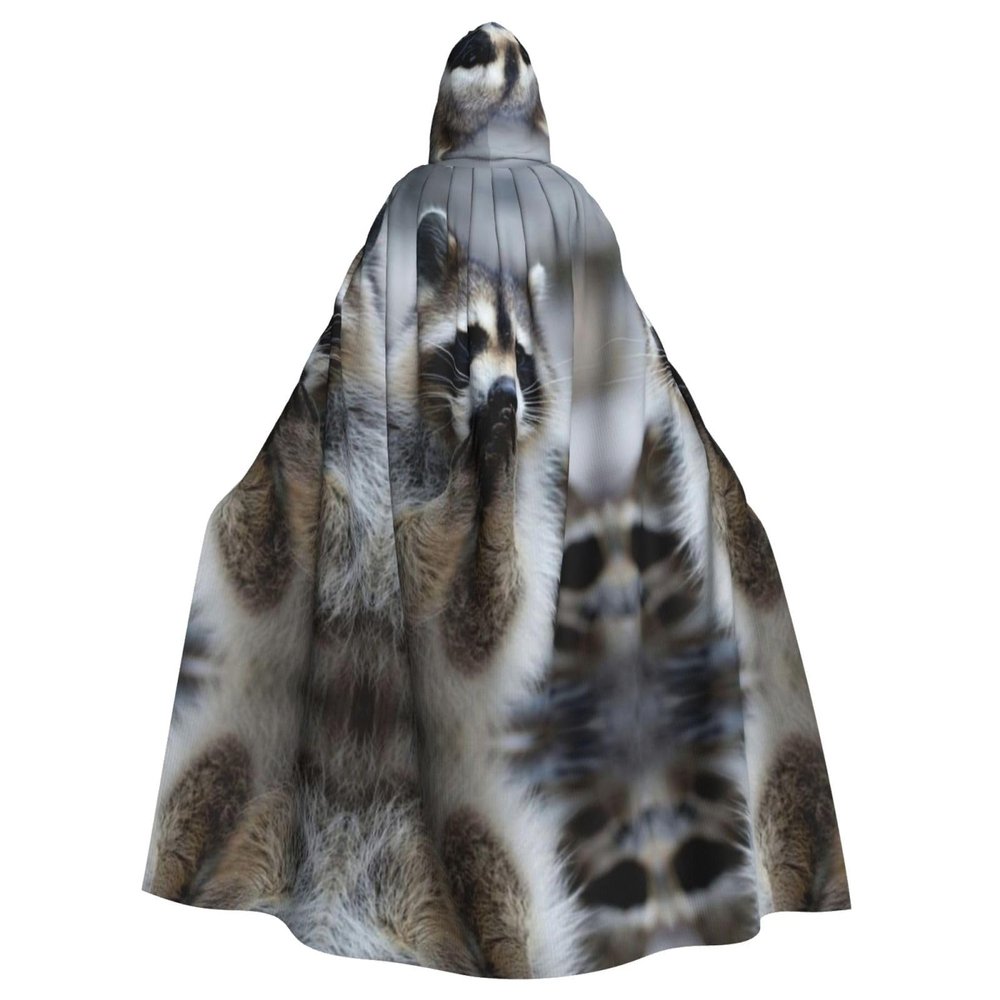 Cute Raccoon Unisex Hooded Halloween Cloak for Adult Cosplay