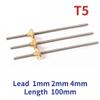 AYTOSH T5 Lead Screw, 5 mm Diameter, 100 mm Length, 304 Stainless Steel, with Brass Nut, Lead 1 mm view 2