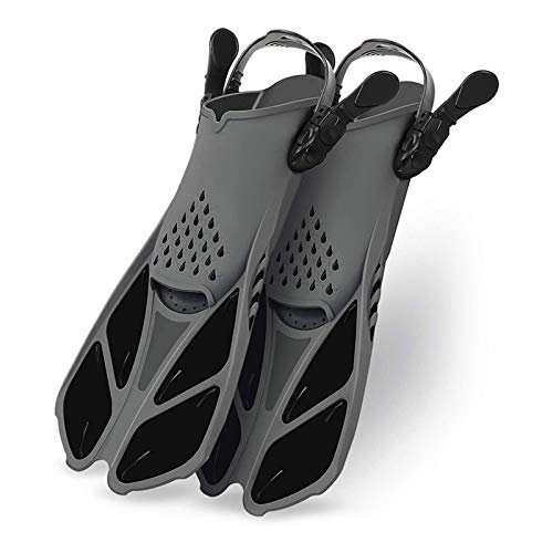 DUNSBY Adjustable Training Swim Fins for Adults, Snorkeling and Diving Fins, Black, L/XL