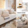HGTRH Sofa Cover for L-Shaped Sectional, Velvet, 3-Seater, 3D Jacquard, Non-Slip, Coffee, 110 × 240 view 2