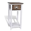 puraday Small Modern Wooden Nightstand with 1 Drawer, Brown/White view 1