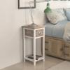 puraday Small Modern Wooden Nightstand with 1 Drawer, Brown/White view 2