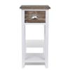 puraday Small Modern Wooden Nightstand with 1 Drawer, Brown/White view 4
