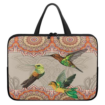 Surwin Laptop Sleeve Bag, Exotic Style, Water-Resistant and Dust-Resistant, with Handle and Zipper, Green Bird, 15-Inch