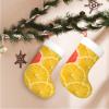 TOMPPY Christmas Stocking with Orange Pattern, Printed White Plush Cuff, 45 cm view 1
