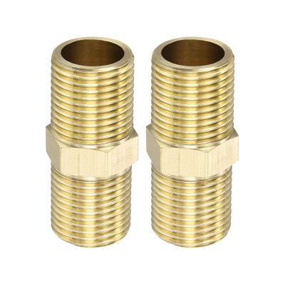 M METERXITY 2-Pack Brass Male-to-Male Pipe Fitting Extenders, G1/2 Thread, 50 mm