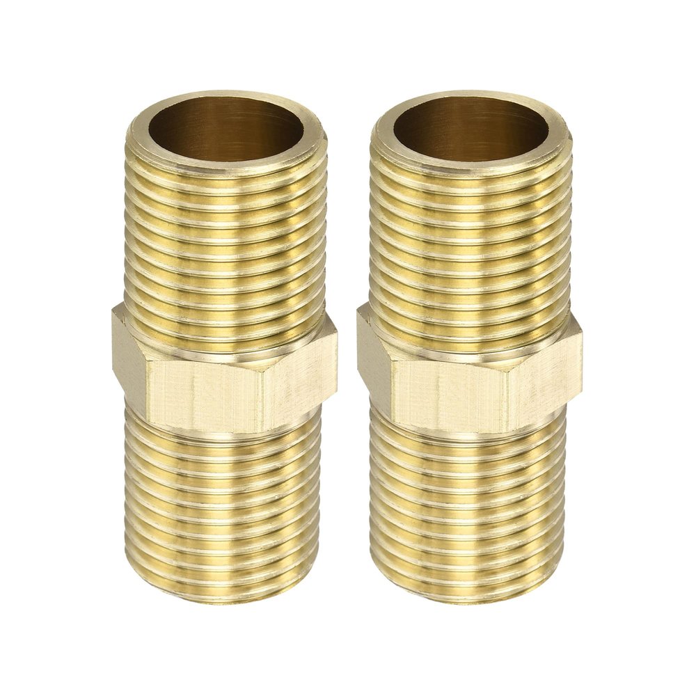 M METERXITY 2-Pack Brass Male-to-Male Pipe Fitting Extenders, G1/2 Thread, 50 mm