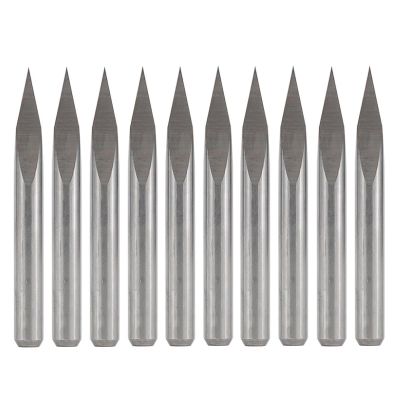 WZFC 10-Piece 3.175 mm Shank 3-Flute PCB Engraving Bit Set, Pyramid CNC Cutter, 30° x 0.1 mm