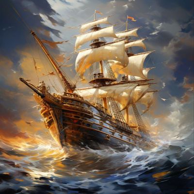 ECUCU 5D Diamond Painting Kit, Sailing Ship at Sea, 30 x 40 cm