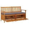 Festnight Garden Bench with Storage, Solid Acacia Wood, 148 x 62 x 84 cm view 3