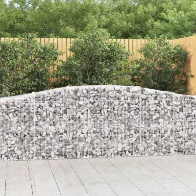 GuyAna Gabion Baskets with Arched Top, 3 pcs, 400 x 50 x 80/100 cm, Galvanized Iron