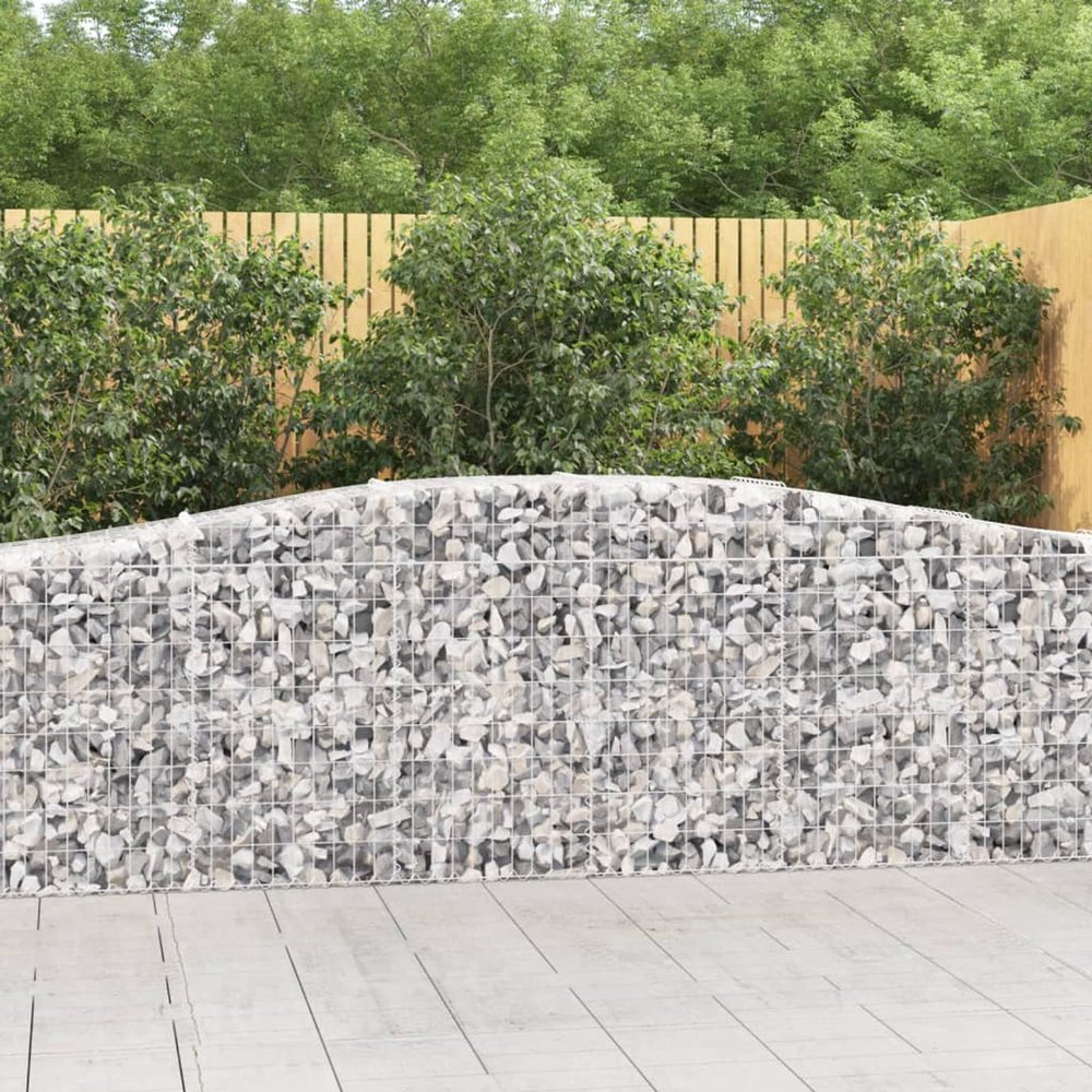GuyAna Gabion Baskets with Arched Top, 3 pcs, 400 x 50 x 80/100 cm, Galvanized Iron