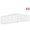 GuyAna Gabion Baskets with Arched Top, 3 pcs, 400 x 50 x 80/100 cm, Galvanized Iron view 2